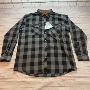 Zity‎ Plaid Dress Shirt Long Sleeve Black and White Men's Size XL